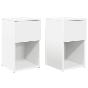 vidaXL Armoire de lit 2 Pièces Blanc 29 x 31 5 x 49 cm Bois d'ingénierie