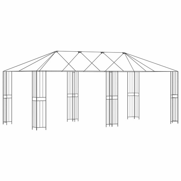 vidaXL Cadre de gazebo sans tissu de gazebo 6 x 3 m Noir Acier