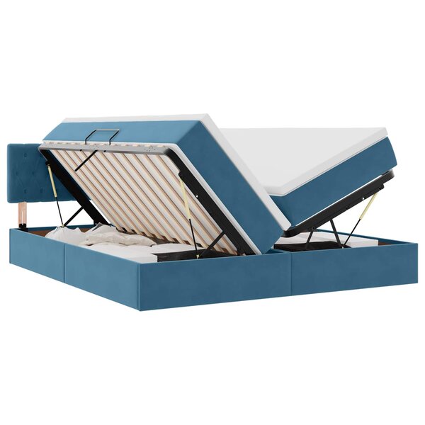 vidaXL Lit de rangement LED avec matelas Bleu foncé 200 x 200 cm