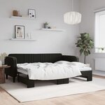 vidaXL Lit de jour avec lit gigogne noir 80x200 cm velours