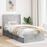 vidaXL Cadre de lit avec rangement et tête de lit Gris béton