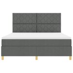 vidaXL Lit à ressorts avec matelas Gris foncé 180 x 200 cm tissu