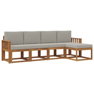 vidaXL Ensemble de canapés d'extérieur 5 Pièces Gris Naturel et Clair