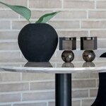 Table de bar plateau aspect marbre et pied noir Ø 70 x 105 cm