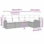 vidaXL Ensemble de canapé de jardin de 5 pièces avec coussins marron en poly rotin
