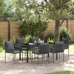 vidaXL Ensemble de salle à manger pour jardin 7 Pièces Noir Poly rotin