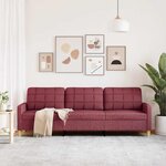 vidaXL Canapé à 3 places Rouge bordeaux 210 cm Tissu