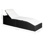 vidaXL Chaise longue avec coussin Résine tressée Noir