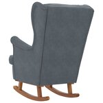 vidaXL Fauteuil à bascule à oreilles en velours gris foncé bois massif