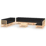 vidaXL Salon de jardin 11 Pièces avec coussins anthracite Pin massif