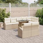 vidaXL Ensemble de canapé de jardin 9 Pièces Beige Poly rotin