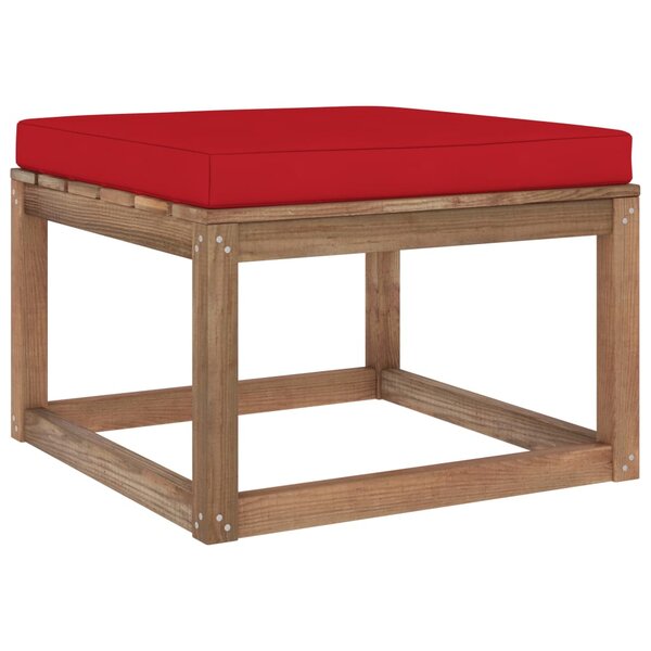 vidaXL Repose-pied de jardin avec coussin rouge
