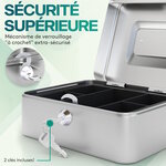 ACROPAQ Caisse à Monnaie - Petite caisse 20.5x16x9cm- 8 compartiments- 2 clés  Poignée de transport robuste- 100  sécurité - Argent