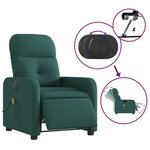 vidaXL Fauteuil de massage inclinable électrique Vert foncé Tissu