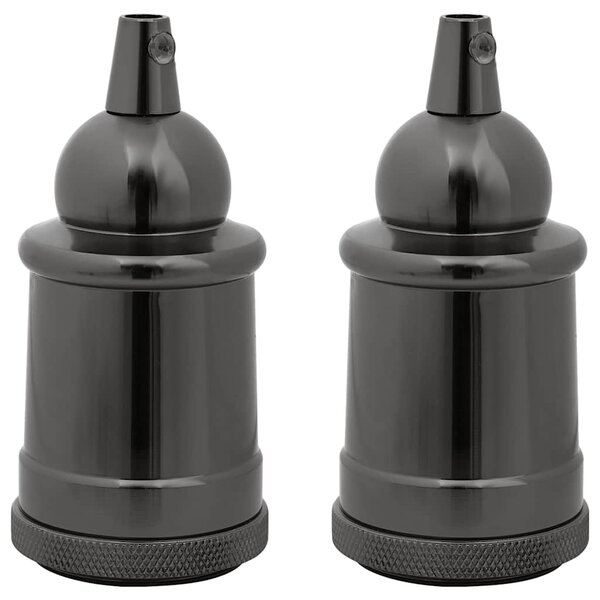 vidaXL Douilles de lampe 2 Pièces noir brillant E27