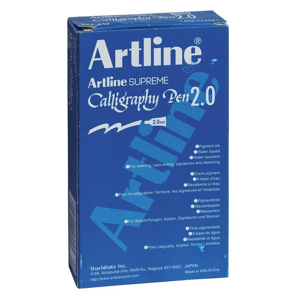 Marqueur Supreme Calligraphy Pen pointe 2 mm coloris noir x 12 ARTLINE