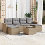 vidaXL Salon de jardin avec coussins 7 Pièces beige résine tressée