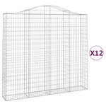 vidaXL Paniers à gabions arqués 12 Pièces 200x30x180/200 cm Fer galvanisé