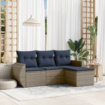 vidaXL Salon de jardin 4 Pièces avec coussins gris résine tressée