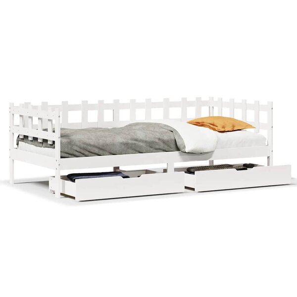 vidaXL Lit de jour et tiroirs sans matelas blanc 90x190 cm bois massif