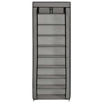 vidaXL Armoire à chaussures avec housse Gris 57x29x162 cm Tissu