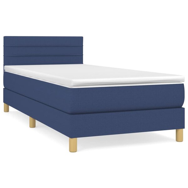 vidaXL Sommier à lattes de lit avec matelas Bleu 100x200 cm Tissu