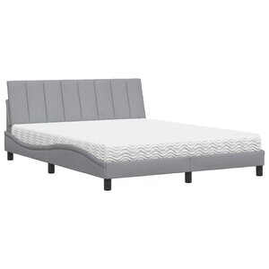vidaXL Lit avec matelas gris clair 160x200 cm tissu