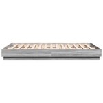 vidaXL Cadre de lit avec LED sans matelas sonoma gris 150x200 cm