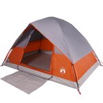 vidaXL Tente de camping à dôme 2 personnes gris et orange imperméable