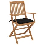 vidaXL Chaises pliables d'extérieur et coussins lot de 8 Bois d'acacia