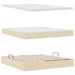 vidaXL Lit avec rangement et LED avec matelas Crème 160 x 200 cm tissu