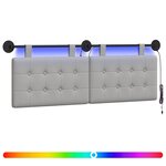 vidaXL Tête de lit suspendue Avec lumière LED Gris nuage Tissu