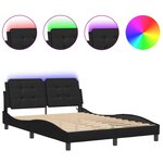 vidaXL Cadre de lit avec LED sans matelas noir 140x190 cm