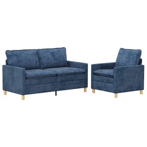 vidaXL Ensemble de Canapés 2 Pièces Bleu Polyester