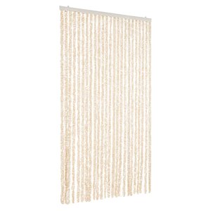 vidaXL Rideau anti-mouches beige et blanc 100x200 cm chenille