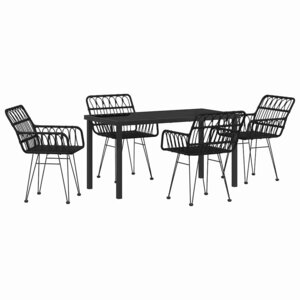 vidaXL Ensemble de salle à manger pour jardin 5 Pièces Noir Poly rotin