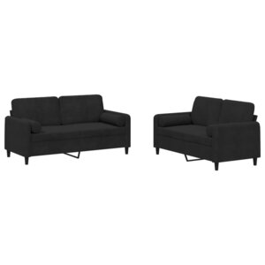 vidaXL Ensemble de canapés 2 Pièces avec coussins noir velours