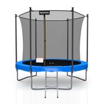 Trampoline extérieur classique 8ft ø244cm avec coussin de protection réversible bleu/noir  echelle et filet de sécurité