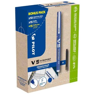 Stylo roller V5 HI-TECPOINT  BONUS PACK  bleu PILOT