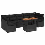 vidaXL Ensemble de canapé de jardin avec coussin 8 Pièces Noir  Marron