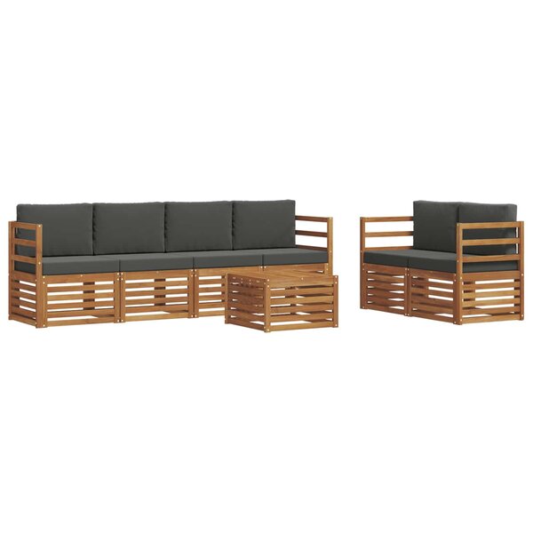 vidaXL Ensemble de canapés d'extérieur 7 pc Naturel et Anthracite
