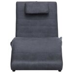 vidaXL Chaise longue de massage avec oreiller Gris Similicuir daim