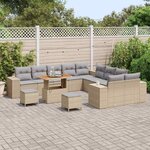 vidaXL Ensemble de canapé de jardin 13 Pièces Beige polyrotin