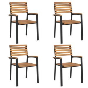 vidaXL Chaises de jardin empilables lot de 4 bois d'acacia et métal