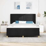vidaXL Lit à ressorts avec matelas Noir 140 x 200 cm tissu