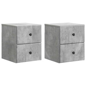 vidaXL Cabinet de chevet mural 2 Pièces Gris béton 34 5 x 33 x 40 cm