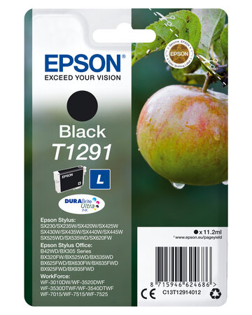 Epson singlepack black t1291 durabrite u t1291 cartouche d encre noir haute capacite 11.2ml 1-pack rf-am blister