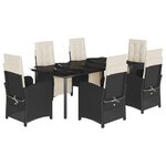 vidaXL Ensemble à manger de jardin coussins 7Pièces Noir Résine tressée