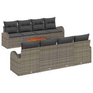 vidaXL Ensemble de canapé de jardin 9 Pièces Gris