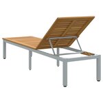 vidaXL Chaise Longue Grise 200x55x35 cm Bois de Teck Massif